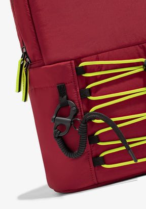 Multi-Pocket Nylon Backpack Red + Custom Set Lime