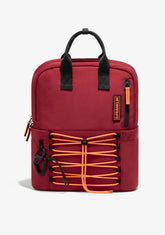 Multi-Pocket Nylon Backpack Red + Custom Set Orange