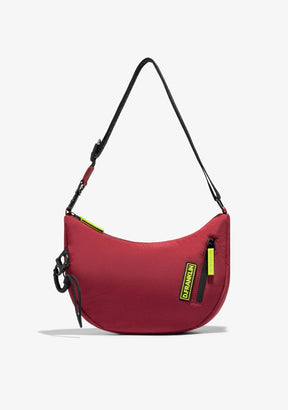 Round Nylon Crossbody Bag Red + Custom Set Lime