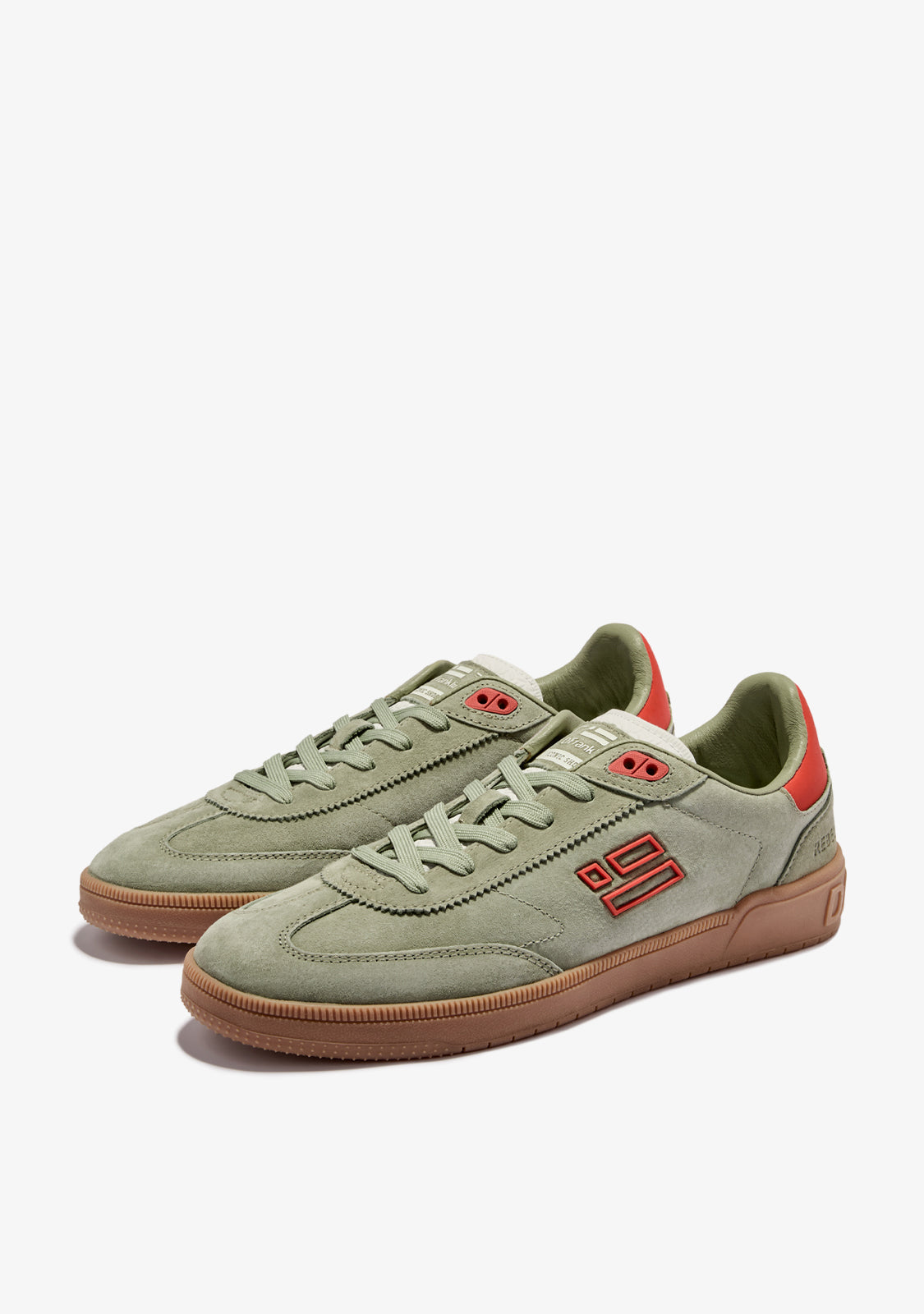 Rebel Suede Moss Green / Fire Red