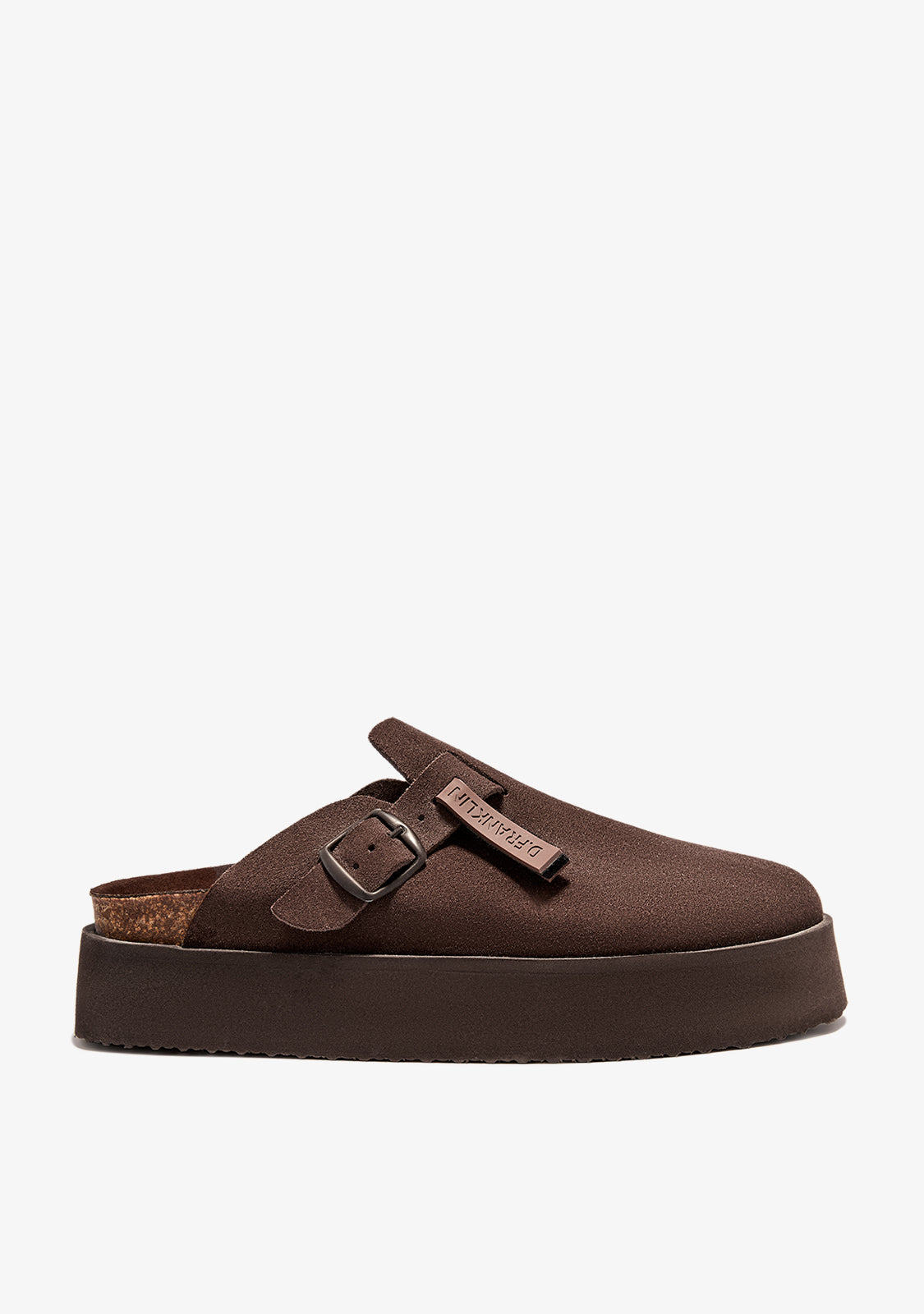 Vibe Sandals Clog Platform Suede Chocolate