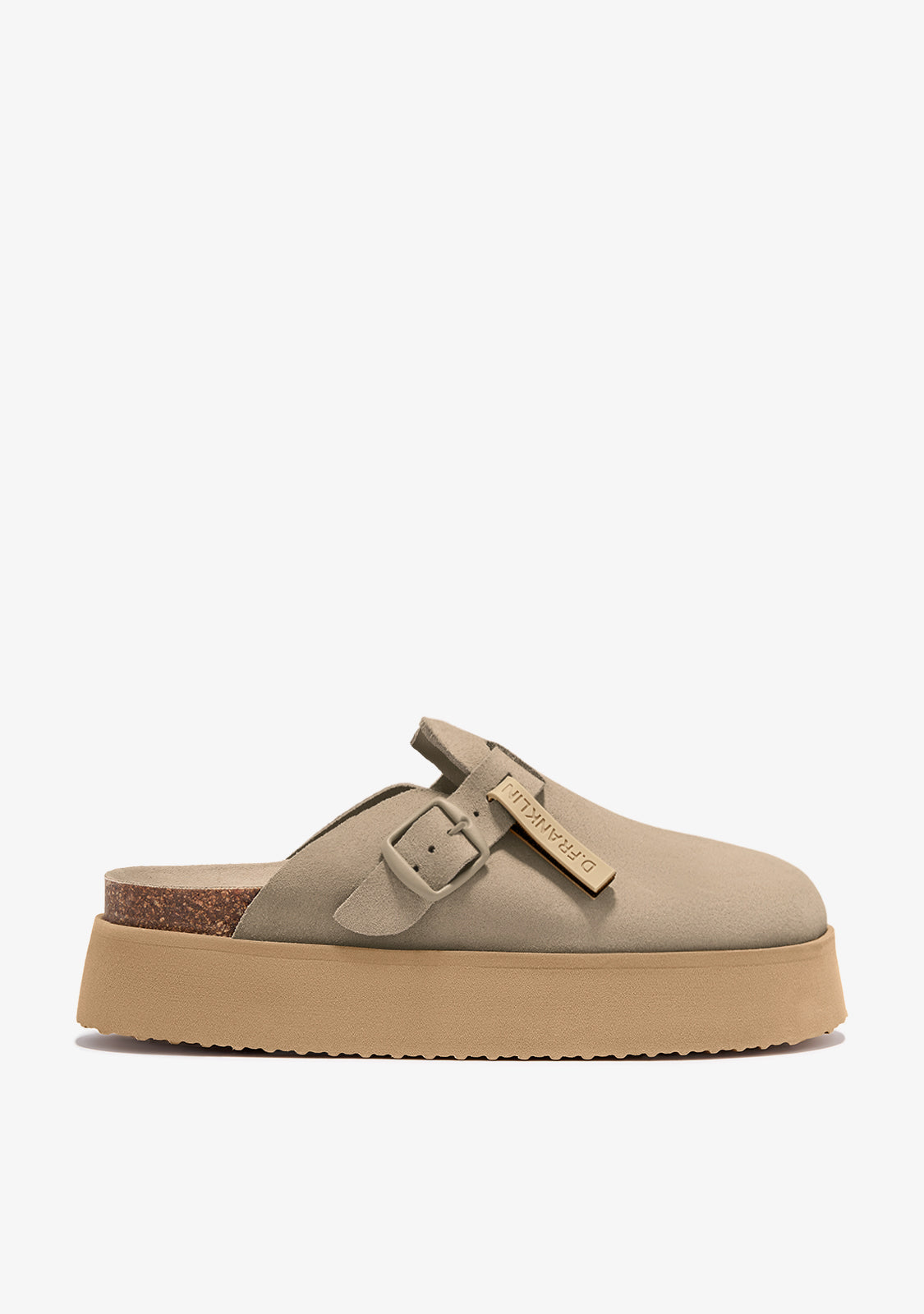 Vibe Sandals Clog Platform Suede Taupe