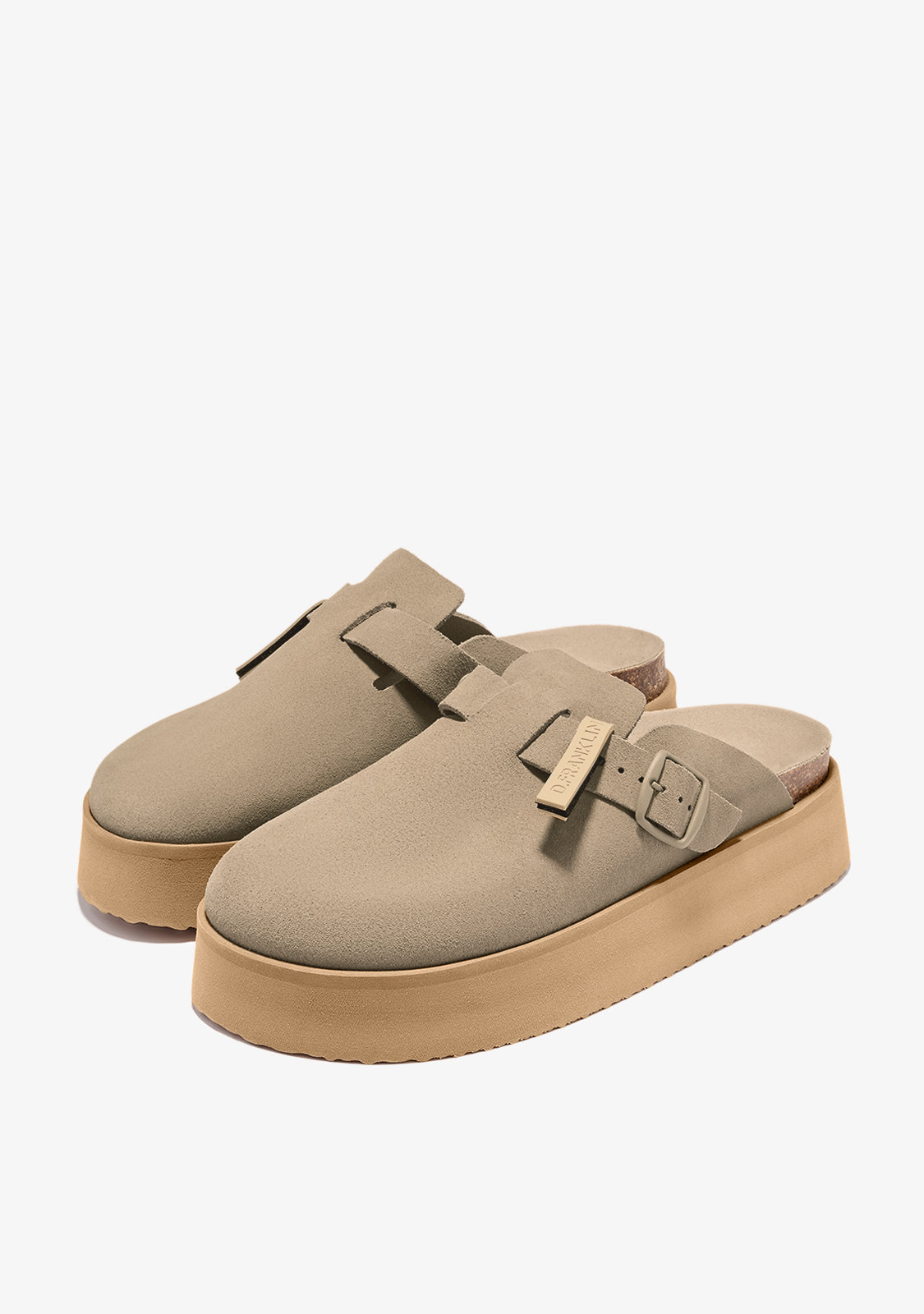 Vibe Sandals Clog Platform Suede Taupe