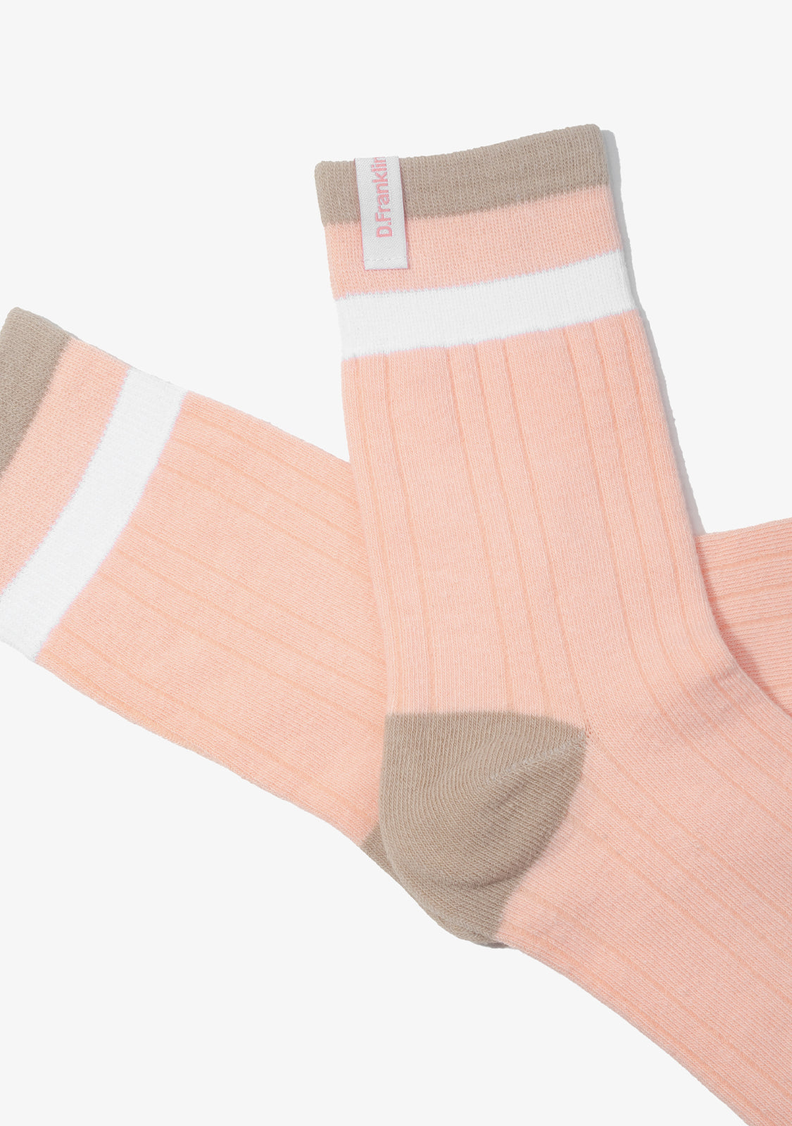Retro 3 Stripes Cuff Socks 2 Pack Peach-White