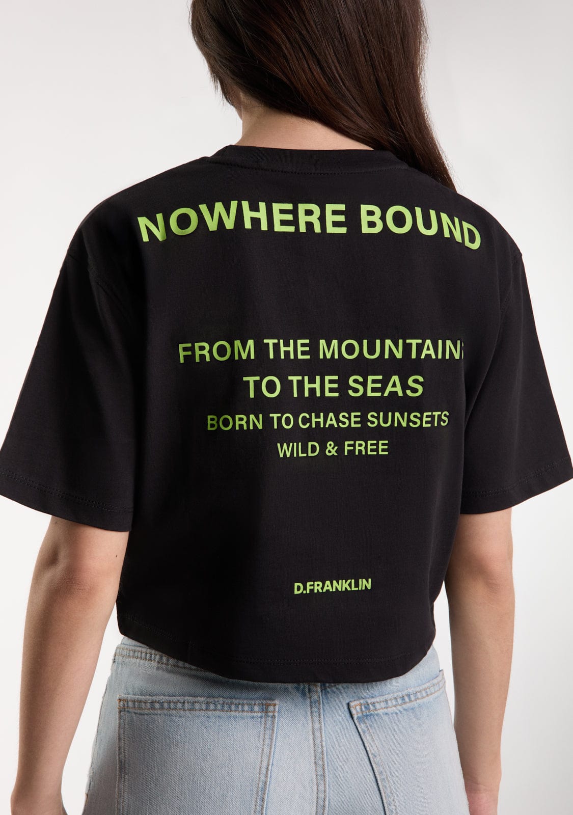 Nowhere Bound Cropped T-Shirt Black / Lime