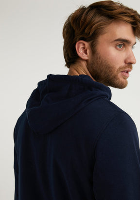 Embroidery Logo Zip Hoodie Navy