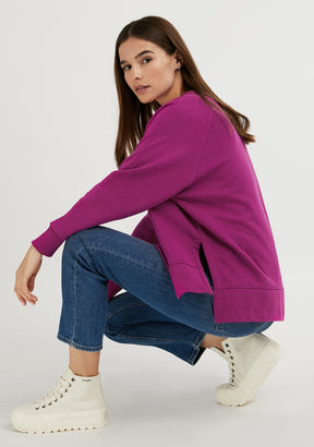 Varsity Oversized Crew Neck Sweatshirt Orchid / Black